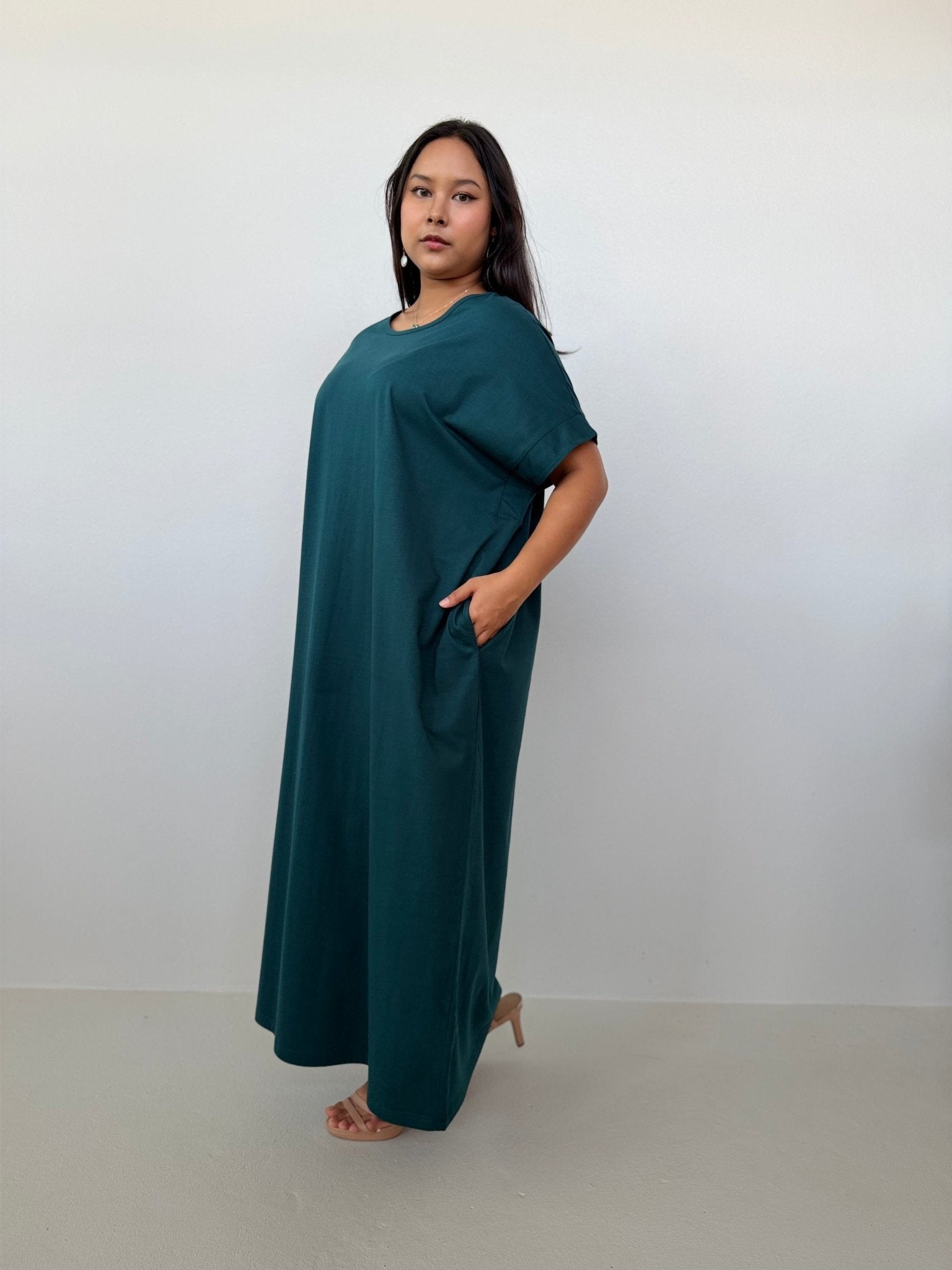Mala Handworks Alice Jersey Cotton Kaftan in Petrol