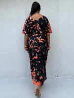 Mala Handworks Alisa Cotton Kaftan in Black & Orange Tie Dye