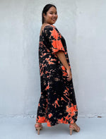 Mala Handworks Alisa Cotton Kaftan in Black & Orange Tie Dye