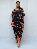 Mala Handworks Alisa Cotton Kaftan in Black & Orange Tie Dye
