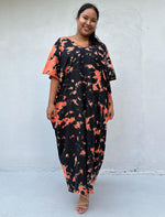 Mala Handworks Alisa Cotton Kaftan in Black & Orange Tie Dye