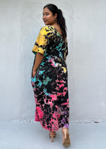 Mala Handworks Alisa Cotton Kaftan in Black Rainbow Tie Dye