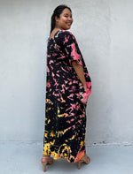 Mala Handworks Alisa Cotton Kaftan in Black Rainbow Tie Dye