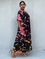 Mala Handworks Alisa Cotton Kaftan in Black Rainbow Tie Dye