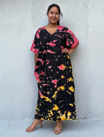Mala Handworks Alisa Cotton Kaftan in Black Rainbow Tie Dye