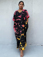 Mala Handworks Alisa Cotton Kaftan in Black Rainbow Tie Dye