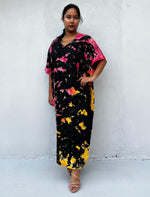 Mala Handworks Alisa Cotton Kaftan in Black Rainbow Tie Dye
