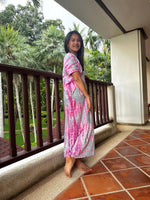 Alisa Petite Cotton Kaftan in Aqua and Fuchsia Tie Dye-AS-49-Mala Handworks