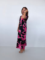 Alisa Petite Cotton Kaftan in Black and Fuchsia Tie Dye - Mala Handworks