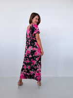 Alisa Petite Cotton Kaftan in Black and Fuchsia Tie Dye - Mala Handworks