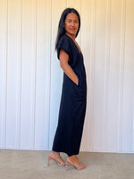 Alisa Petite Cotton Kaftan in Black - Mala Handworks