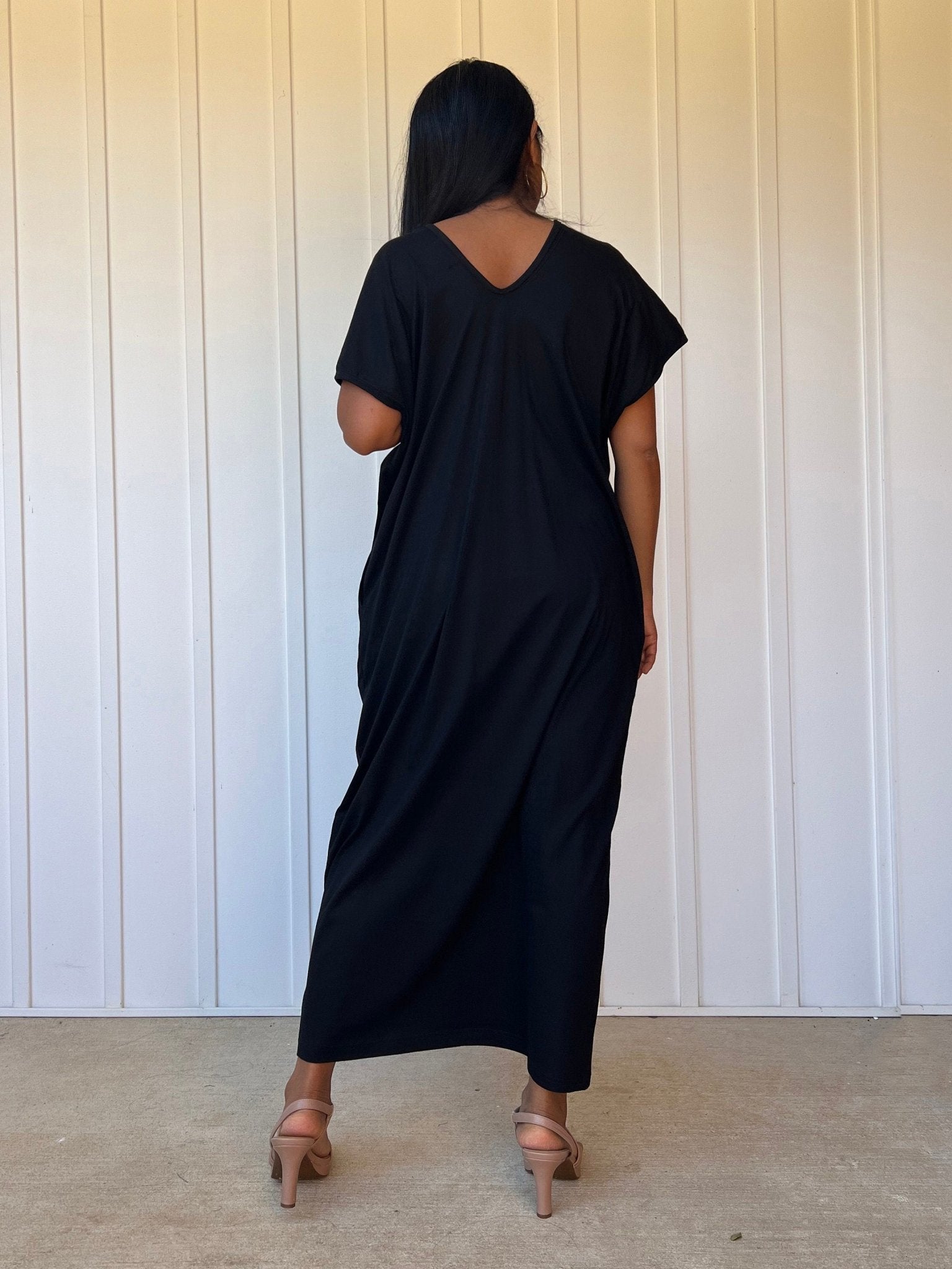 Alisa Petite Cotton Kaftan in Black - Mala Handworks