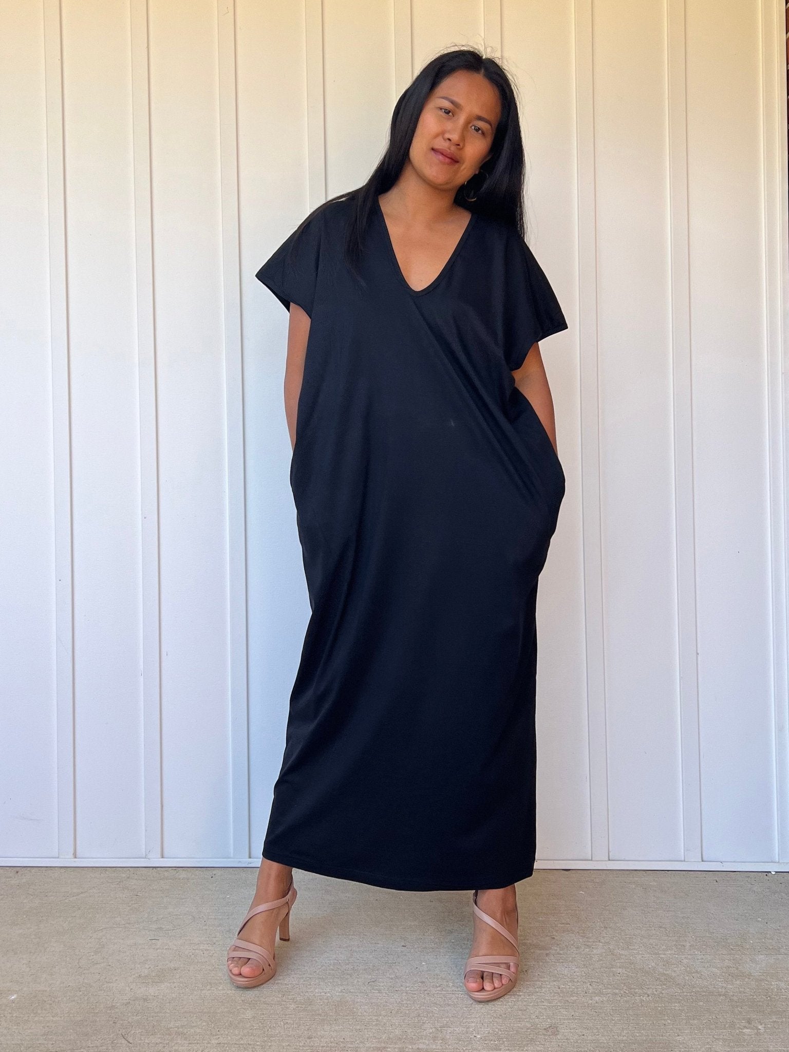 Alisa Petite Cotton Kaftan in Black - Mala Handworks