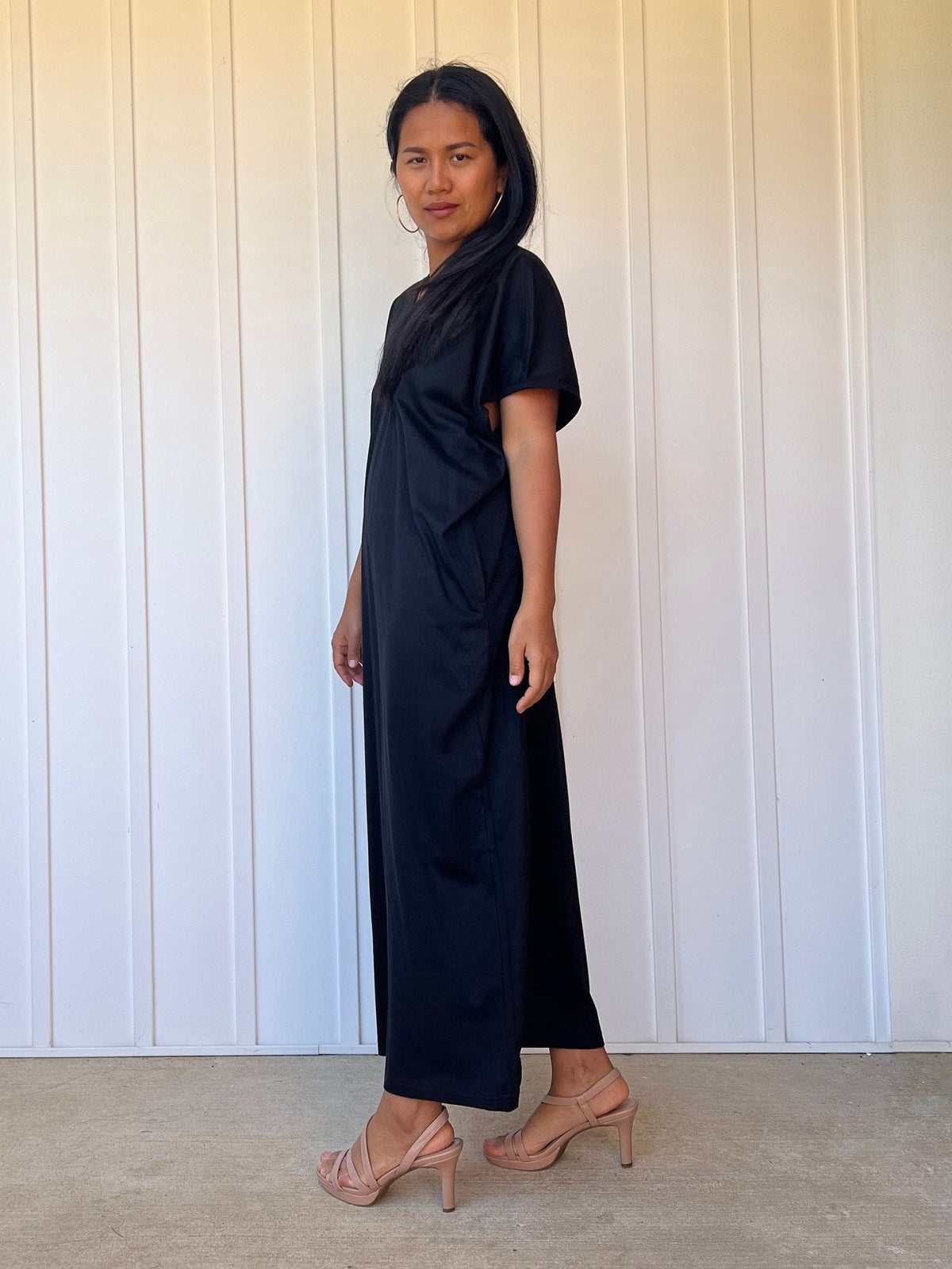 Alisa Petite Cotton Kaftan in Black - Mala Handworks