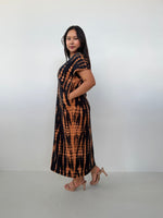 Mala Handworks Alisa Petite Cotton Kaftan in Black & Rust Tie Dye