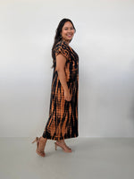 Mala Handworks Alisa Petite Cotton Kaftan in Black & Rust Tie Dye