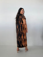 Mala Handworks Alisa Petite Cotton Kaftan in Black & Rust Tie Dye