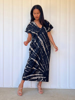 Mala Handworks Alisa Petite Cotton Kaftan in Black Tie Dye