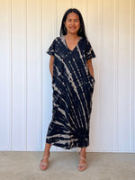 Mala Handworks Alisa Petite Cotton Kaftan in Black Tie Dye