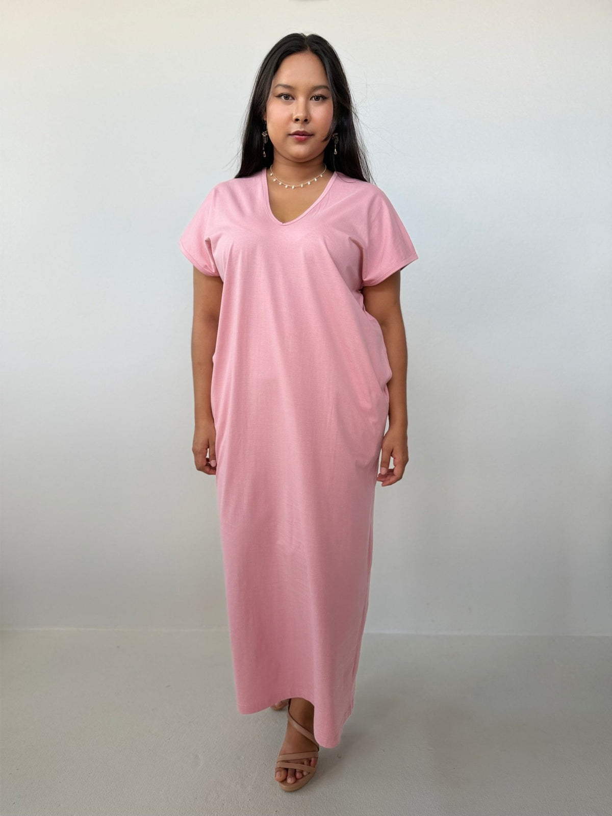 Mala Handworks Alisa Petite Cotton Kaftan in Bubblegum