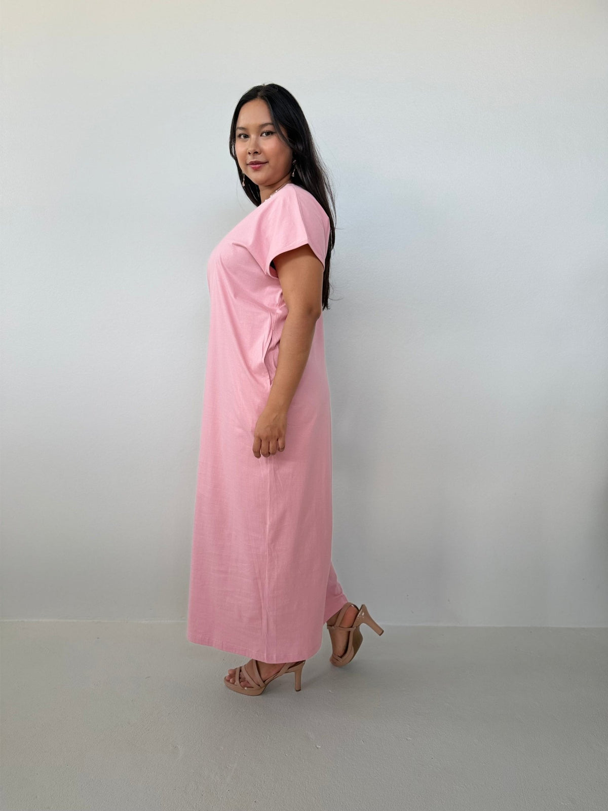 Mala Handworks Alisa Petite Cotton Kaftan in Bubblegum