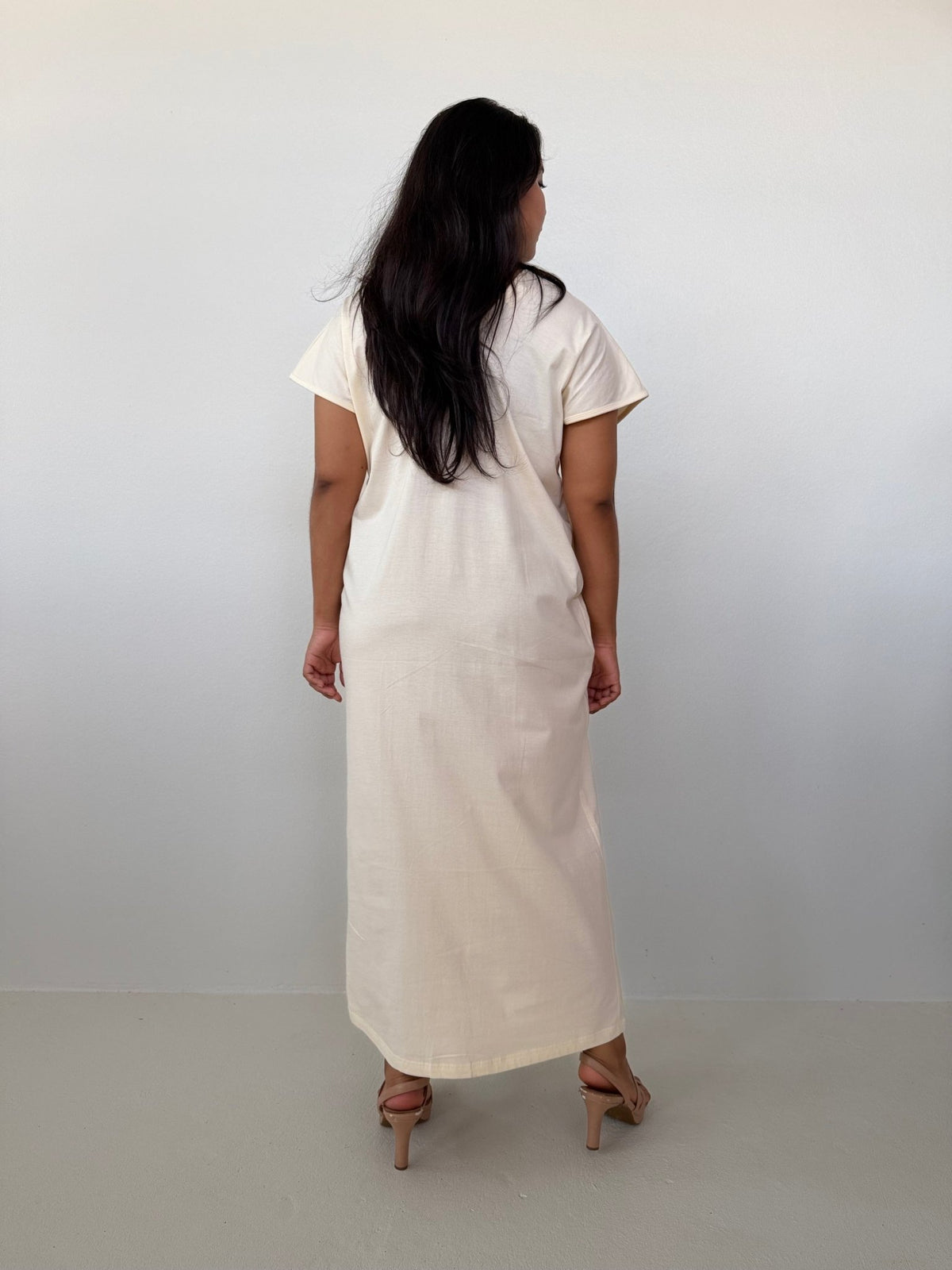 Mala Handworks Alisa Petite Cotton Kaftan in Cream