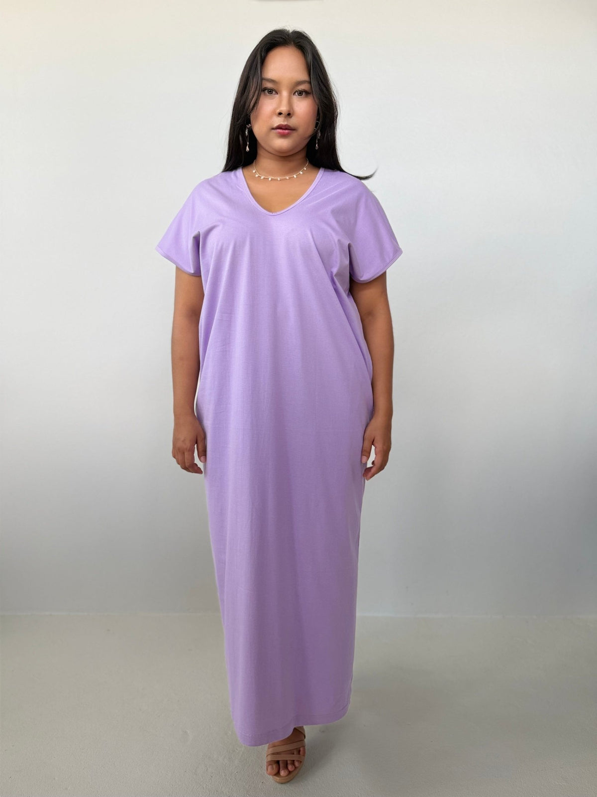 Mala Handworks Alisa Petite Cotton Kaftan in Lilac