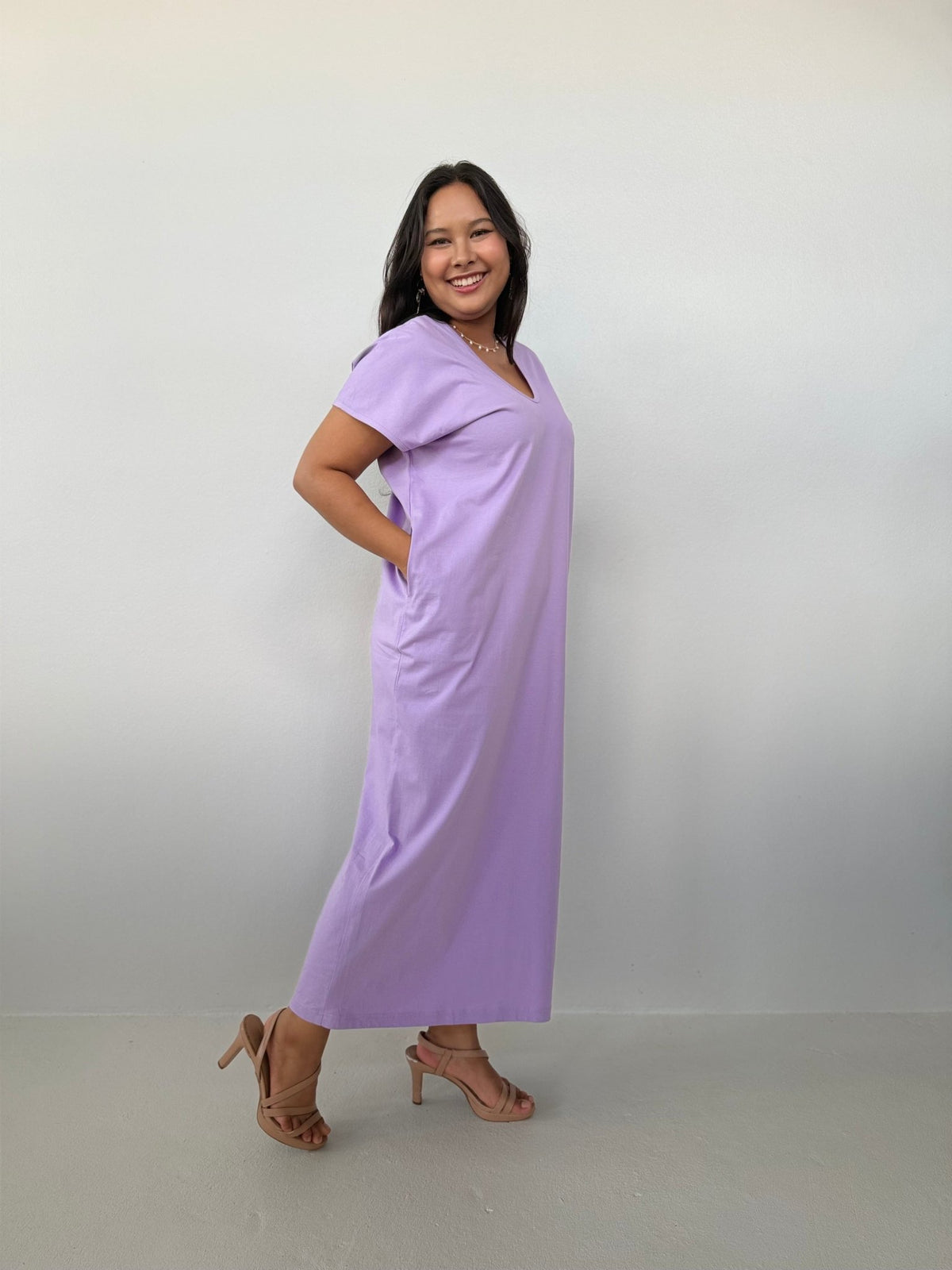 Mala Handworks Alisa Petite Cotton Kaftan in Lilac