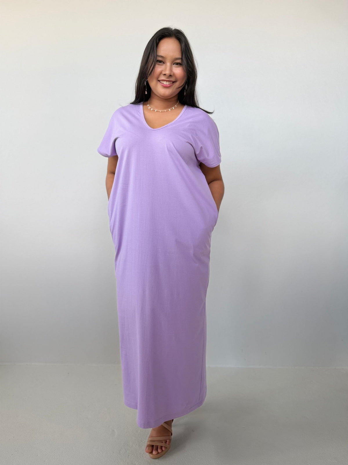 Mala Handworks Alisa Petite Cotton Kaftan in Lilac