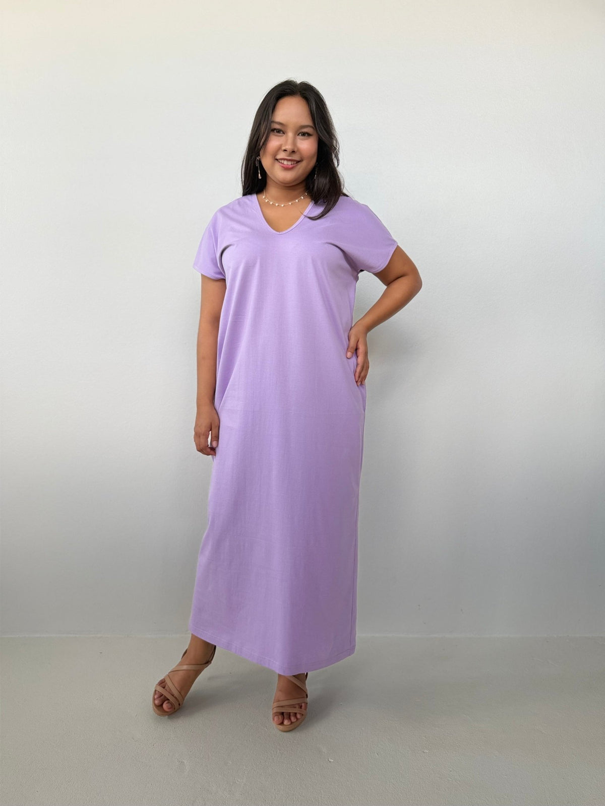 Mala Handworks Alisa Petite Cotton Kaftan in Lilac