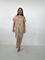 Mala Handworks Alisa Petite Cotton Kaftan in Lilac, Mango & Orange Tie Dye