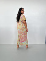 Mala Handworks Alisa Petite Cotton Kaftan in Lilac, Mango & Orange Tie Dye