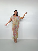 Mala Handworks Alisa Petite Cotton Kaftan in Lilac, Mango & Orange Tie Dye