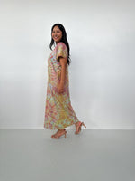 Mala Handworks Alisa Petite Cotton Kaftan in Lilac, Mango & Orange Tie Dye