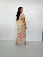Mala Handworks Alisa Petite Cotton Kaftan in Lilac, Mango & Orange Tie Dye