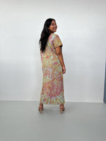 Mala Handworks Alisa Petite Cotton Kaftan in Lilac, Mango & Orange Tie Dye