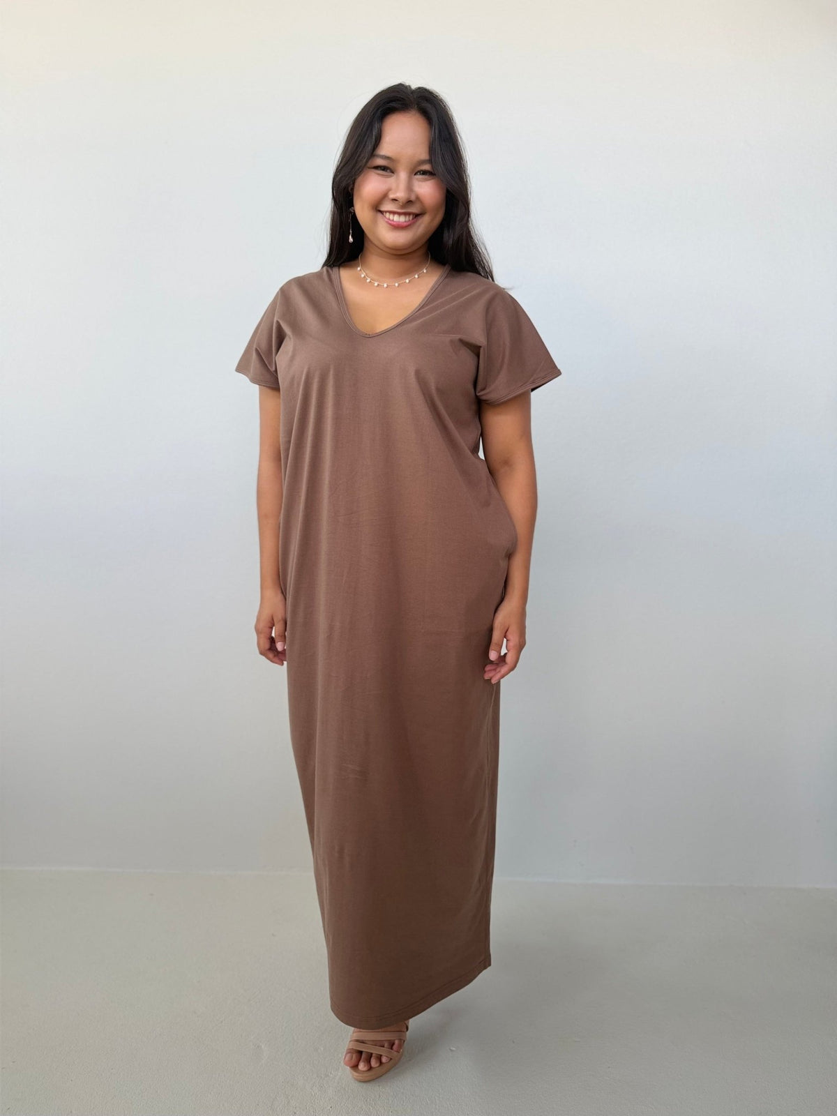 Mala Handworks Alisa Petite Cotton Kaftan in Mocha