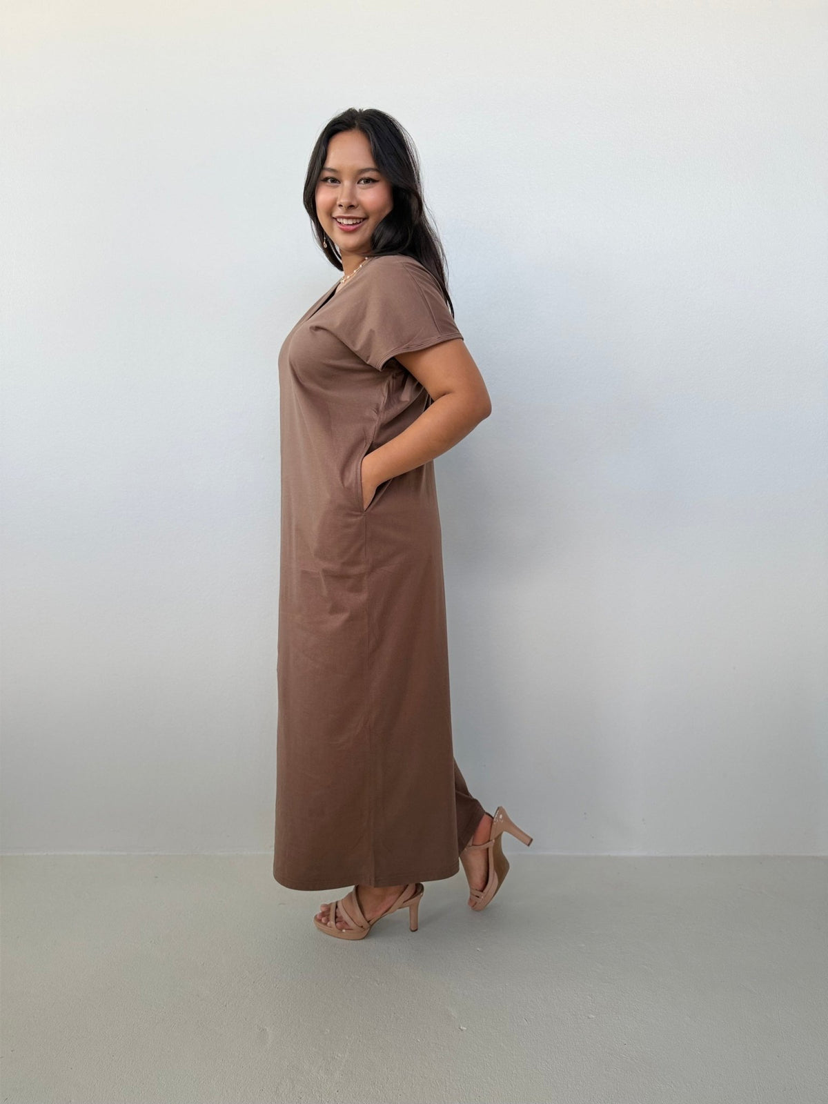 Mala Handworks Alisa Petite Cotton Kaftan in Mocha