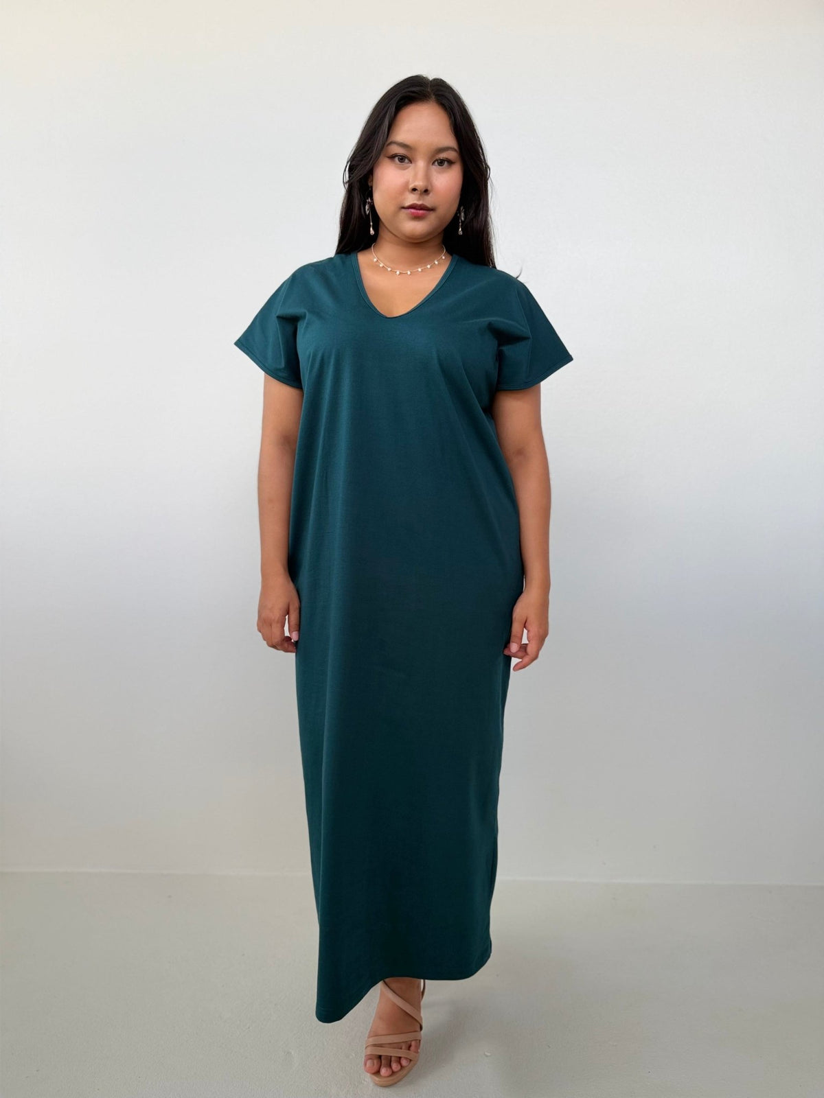 Mala Handworks Alisa Petite Cotton Kaftan in Petrol