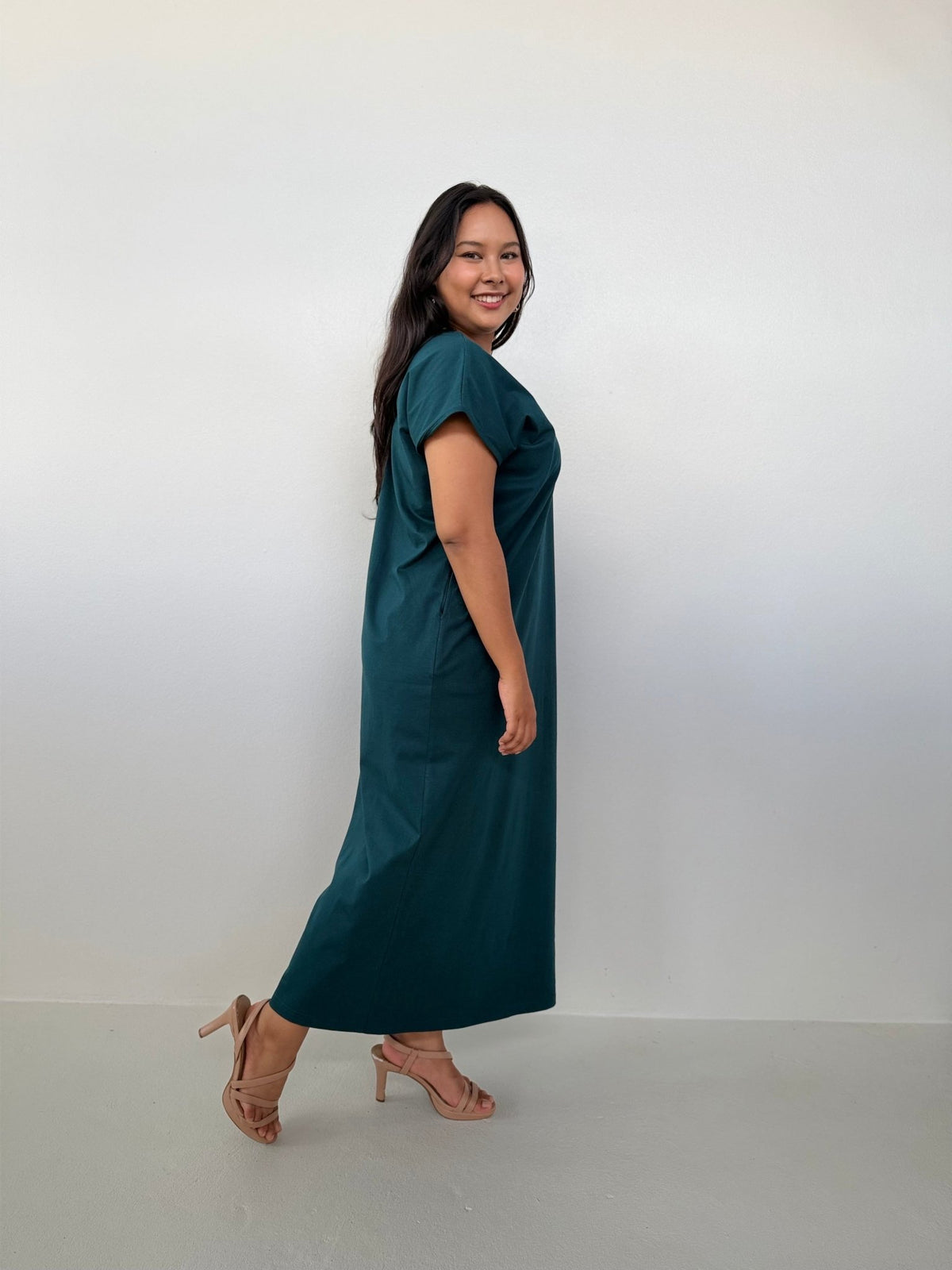 Mala Handworks Alisa Petite Cotton Kaftan in Petrol