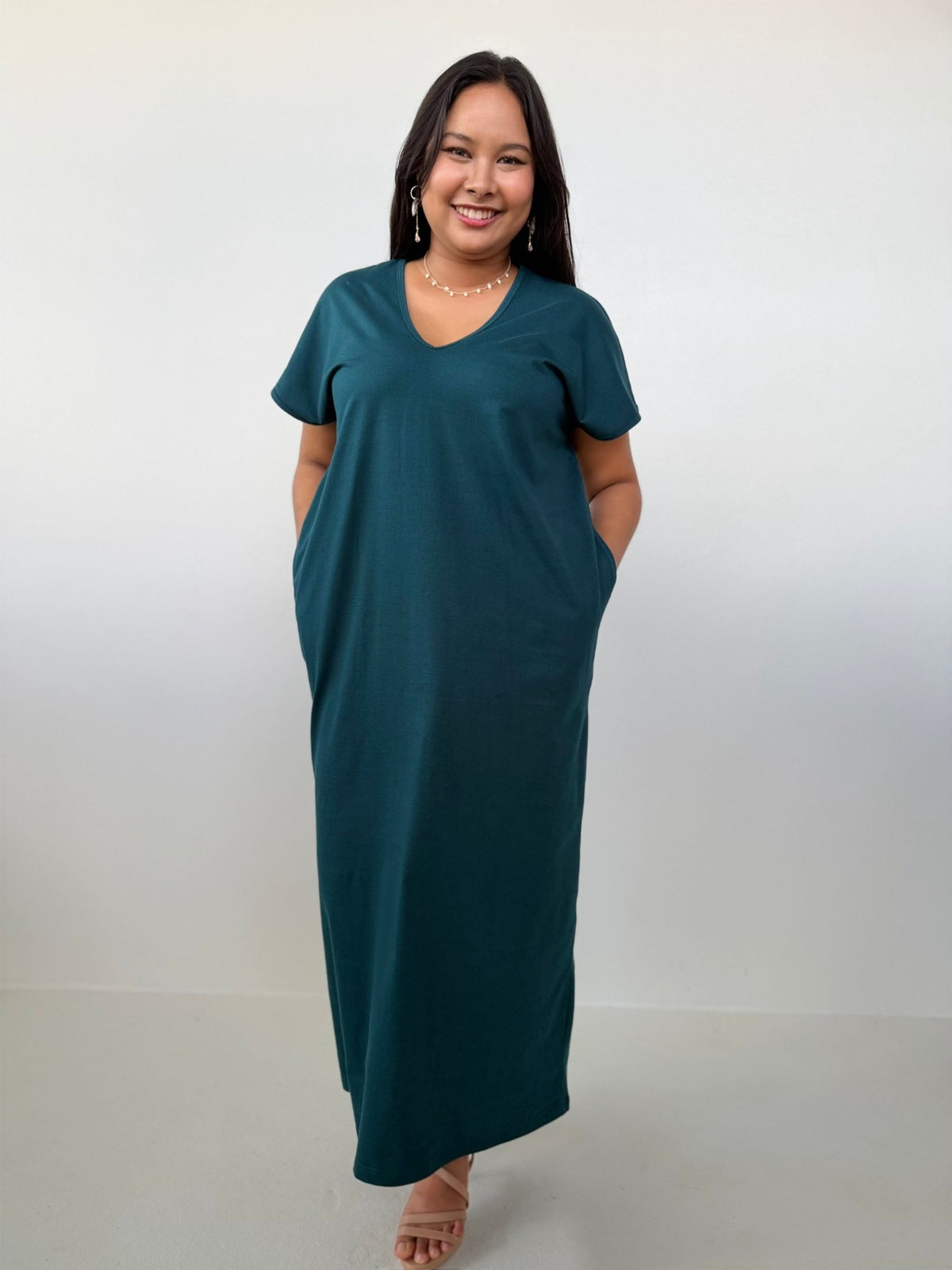 Mala Handworks Alisa Petite Cotton Kaftan in Petrol