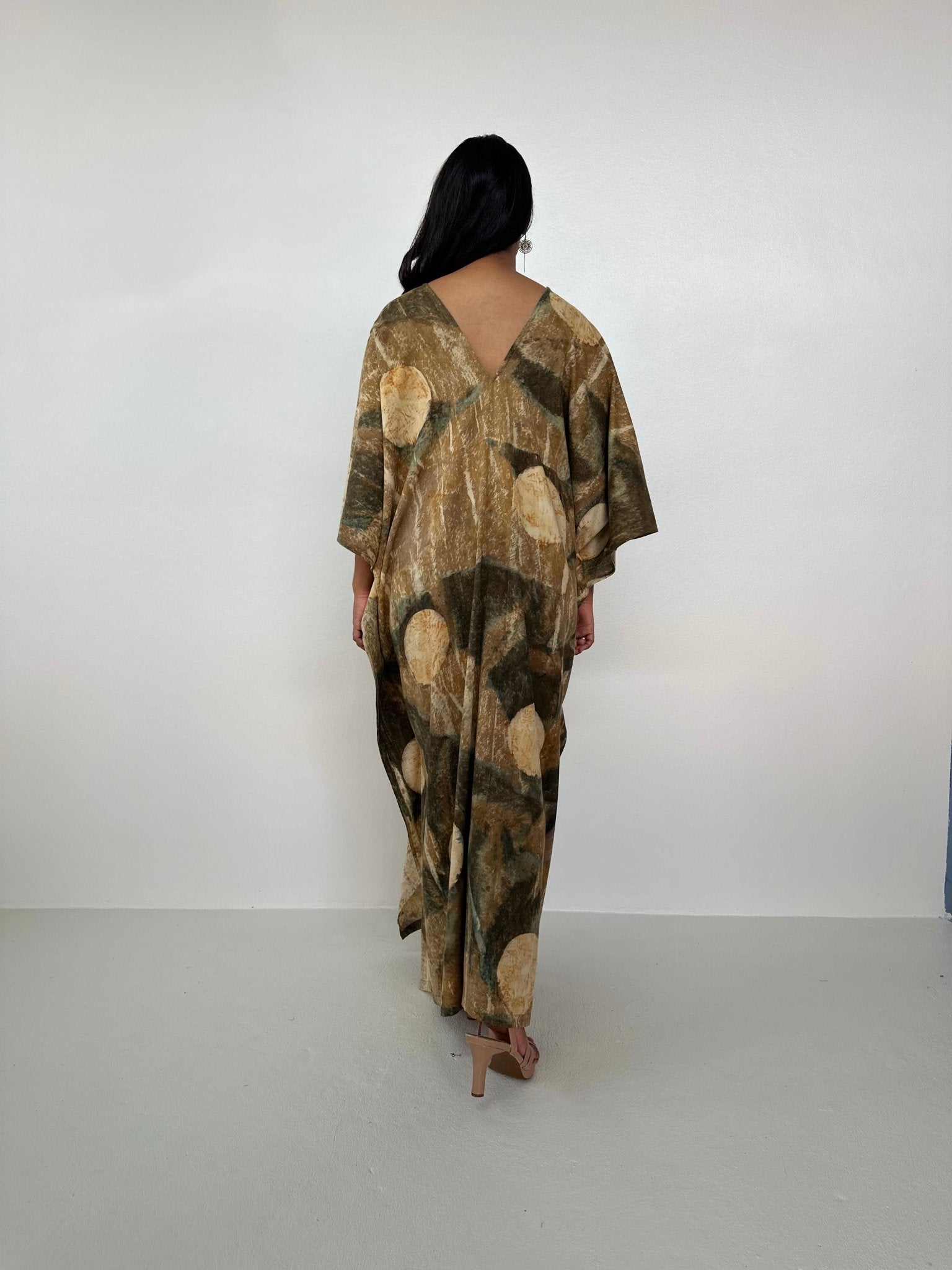 Amina Hand - Painted Kaftan with Natural Dye - Mala Handworks