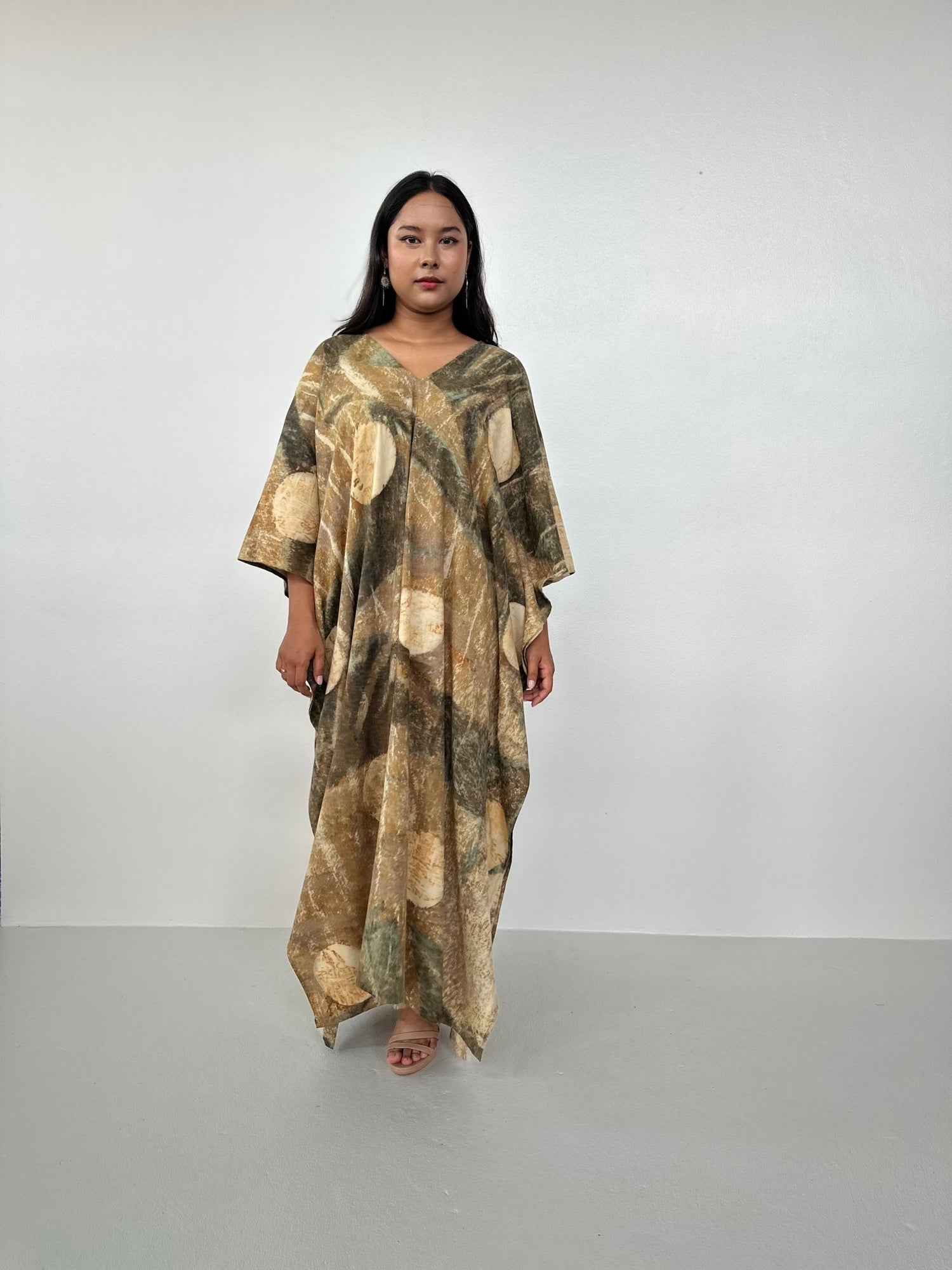 Amina Hand - Painted Kaftan with Natural Dye - Mala Handworks