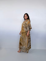 Amina Hand-Painted Kaftan - Yellow & Tan Natural Colors-AM-16-52-Mala Handworks