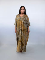 Amina Hand-Painted Kaftan - Yellow & Tan Natural Colors-AM-16-52-Mala Handworks