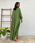 MALA handworks Aura Double Gauze Cotton Shirt Dress in Green