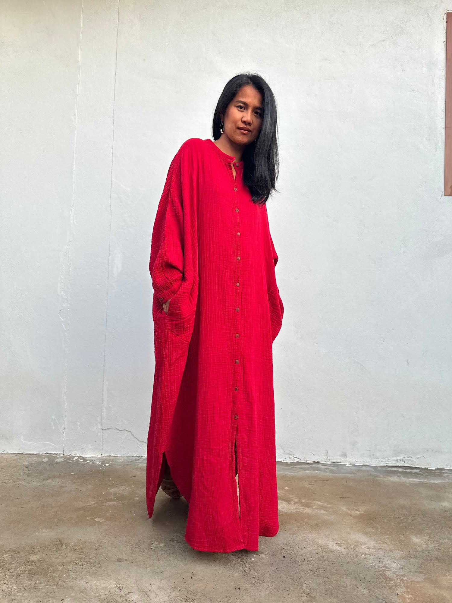 MALA handworks Aura Double Gauze Cotton Shirt Dress in PL-8