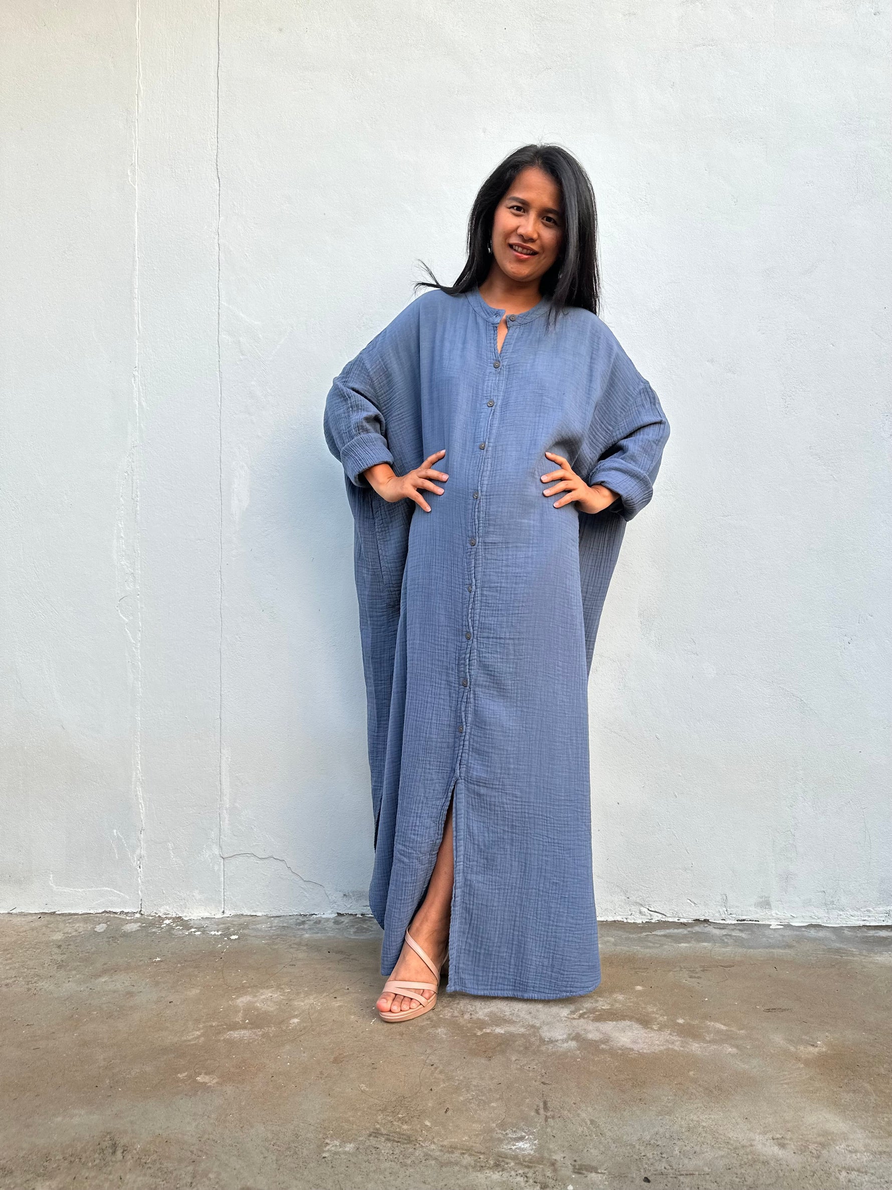 MALA handworks Aura Double Gauze Cotton Shirt Dress in PL-9