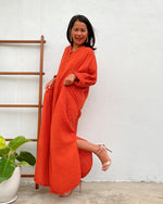 MALA handworks Aura Orange Double Gauze Cotton Shirt Dress in Orange