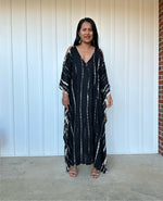 MALA handworks Bella Midi Kaftan in Black and off White with front Button